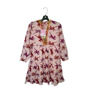 Briton Court XS Candy Pink Leopard Coco Mini‎ Sequin Dress Party Feminine Flowy